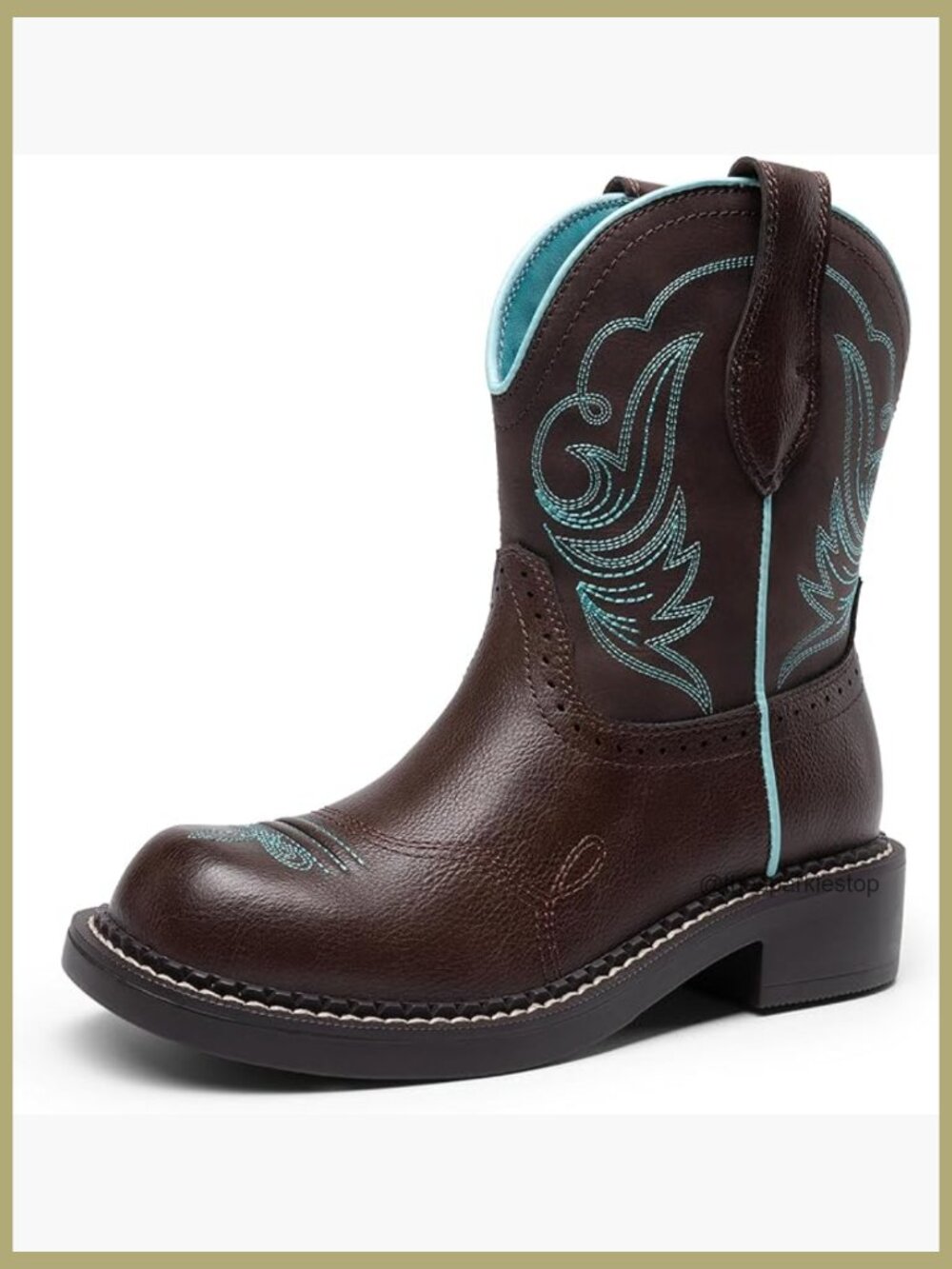 Round Toe Embroidered Mid Calf Western Boots for Women, Work, Country, Rodeos
